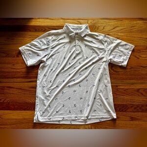 Walter Hagen White Polo with Navy Palm Tree Print - Large